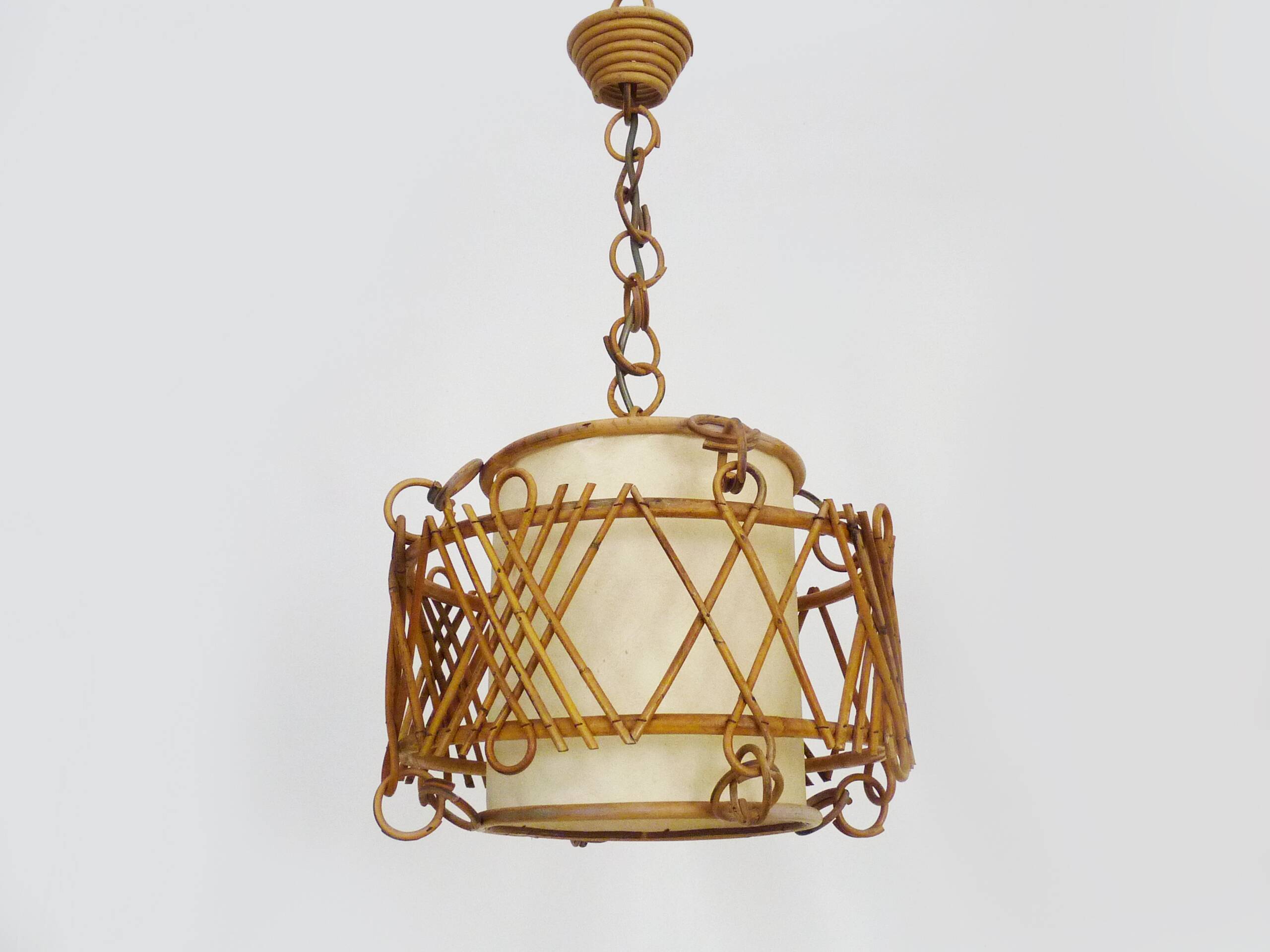 Rattan pendant light 1950s