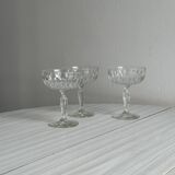 set of 3 chiseled glass glasses