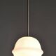 Mid-Century Modern Pendant Light in Brass and Opaline Glass from Kamenický Šenov, 1960s