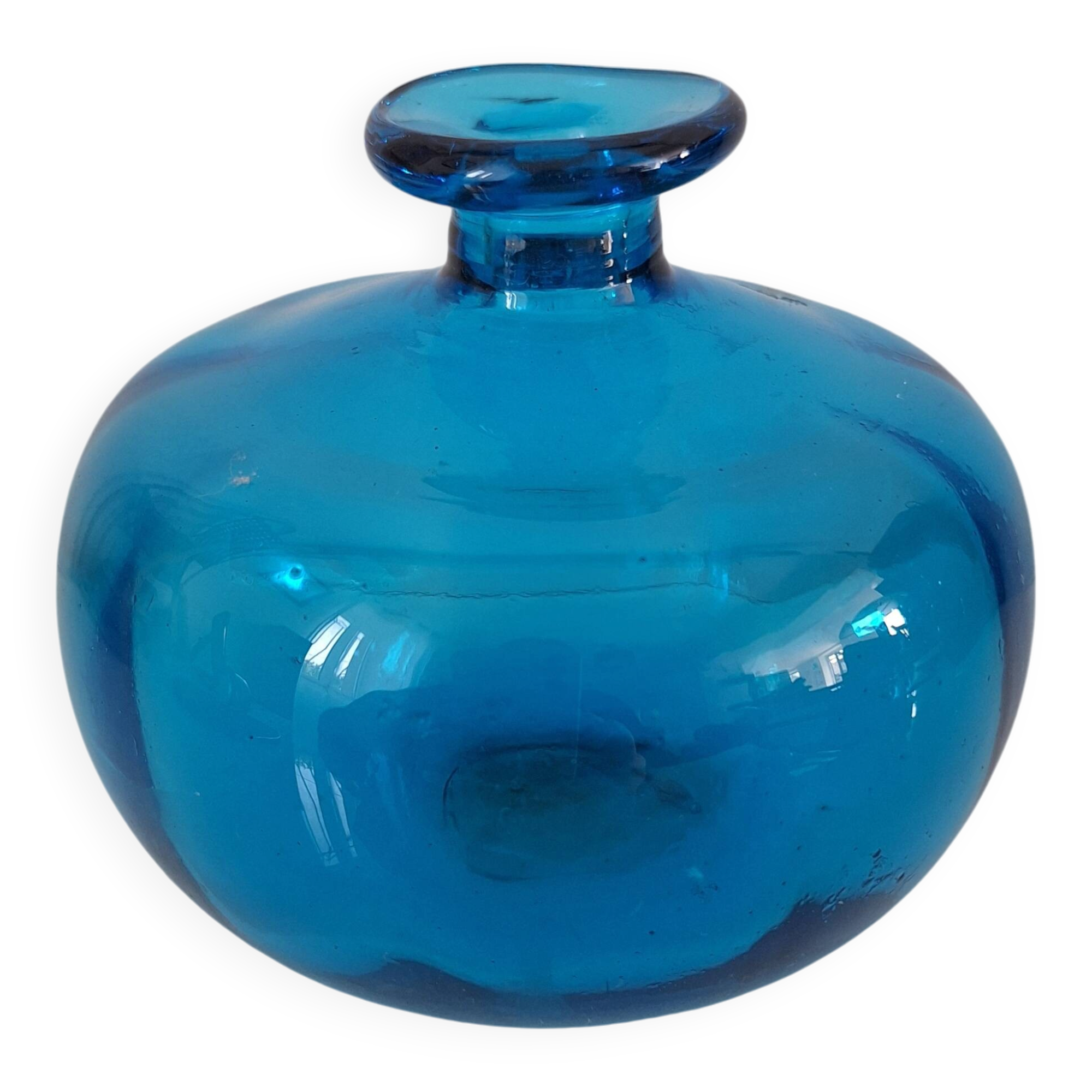 Turquoise blue blown glass vase