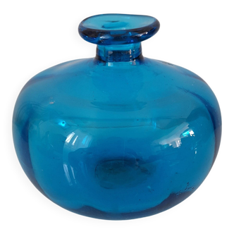 Turquoise blue blown glass vase