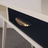 Mid-Century desk/console in dark blue and beige painted wood – Hungarian design from the 1960s.