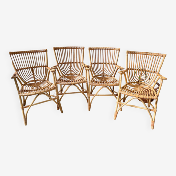 Vintage rattan armchairs 1970