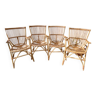 Vintage rattan armchairs 1970