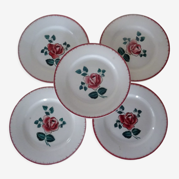 5 assiettes  plates Digoin Sarreguemines Bagatelle  384112 faience ancienne