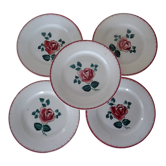 5 flat plates Digoin Sarreguemines Bagatelle 384112 antique faience