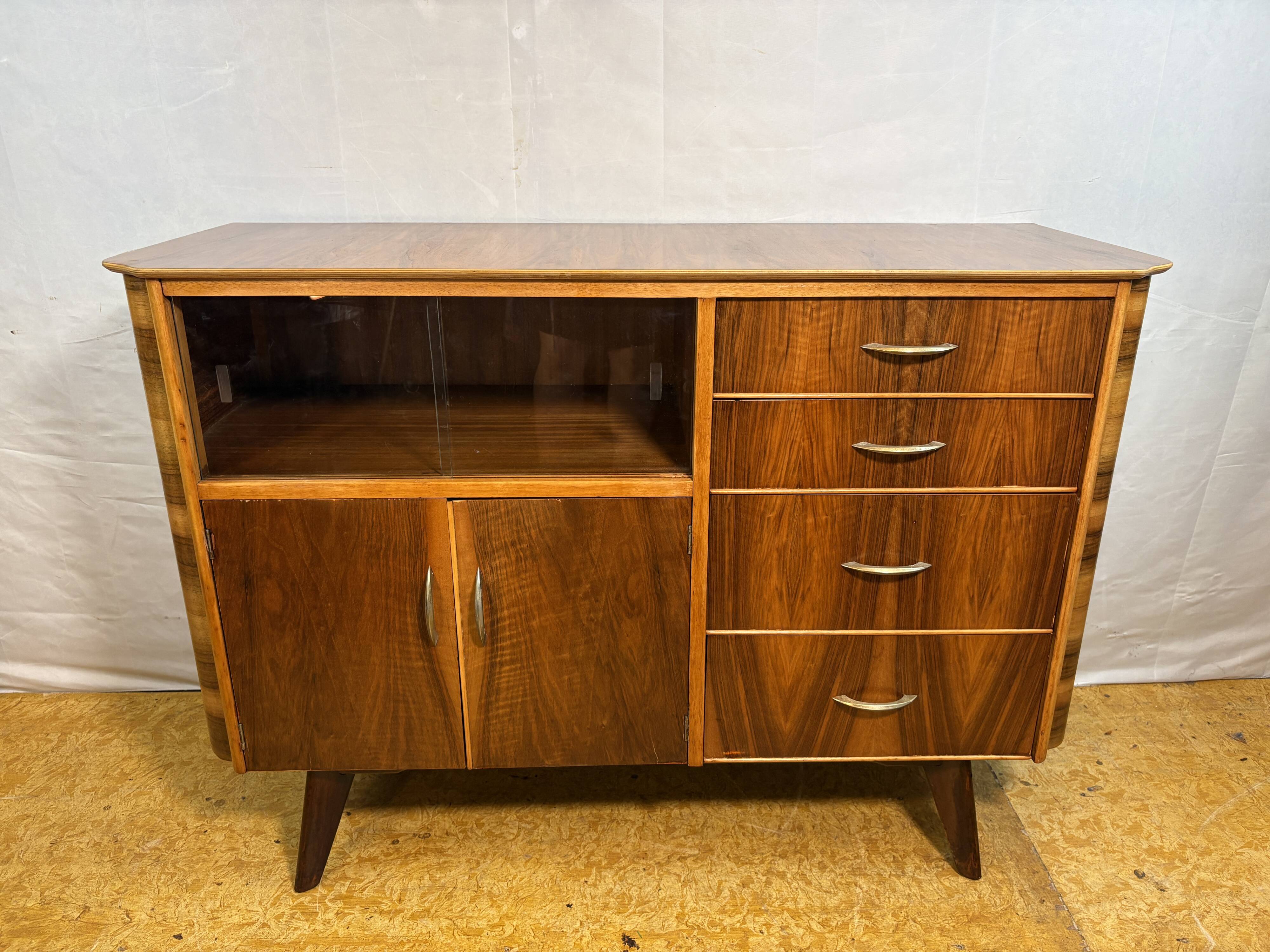 Mid-Century Modern Walnut Sideboard Cocktail Cabinet by František Jirák1960