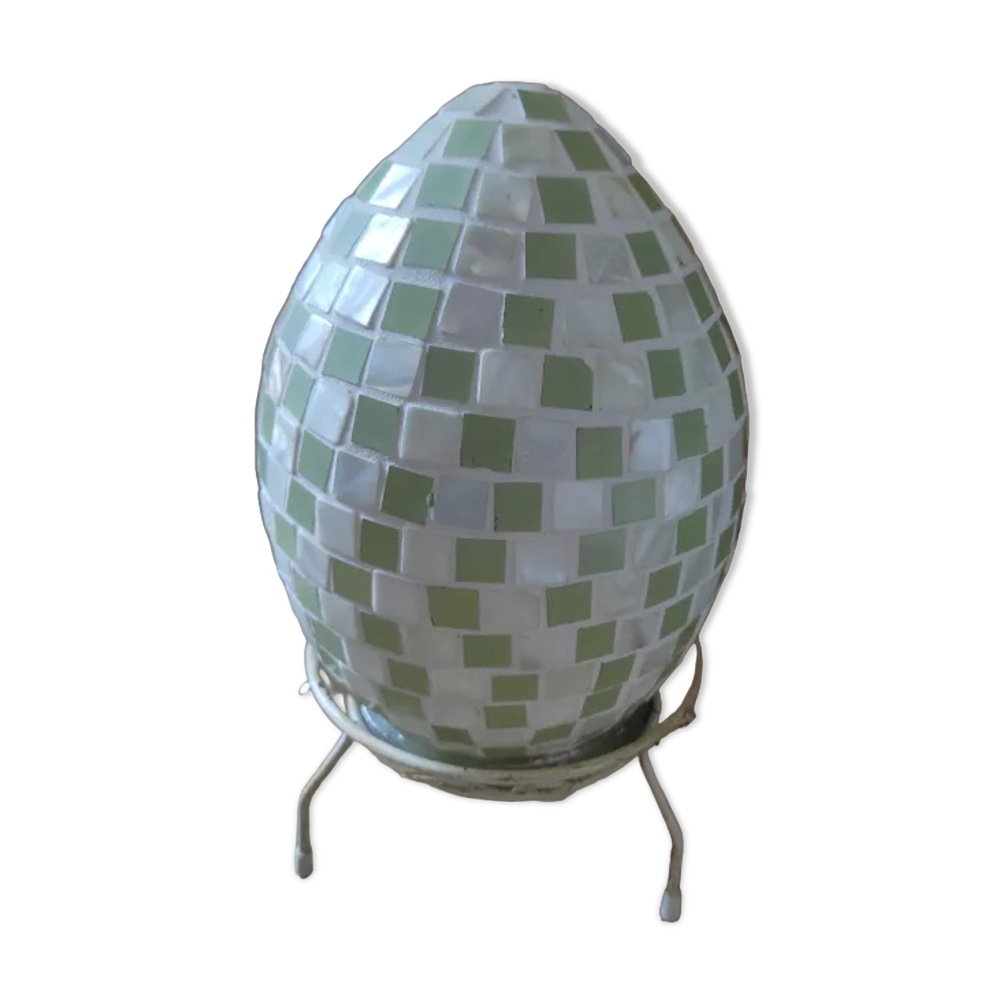 Green mosaic glass egg lamp night light