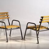 Anciennes chaises de jardin en fer jaune (c.1920). Ensemble de 4 pièces #39