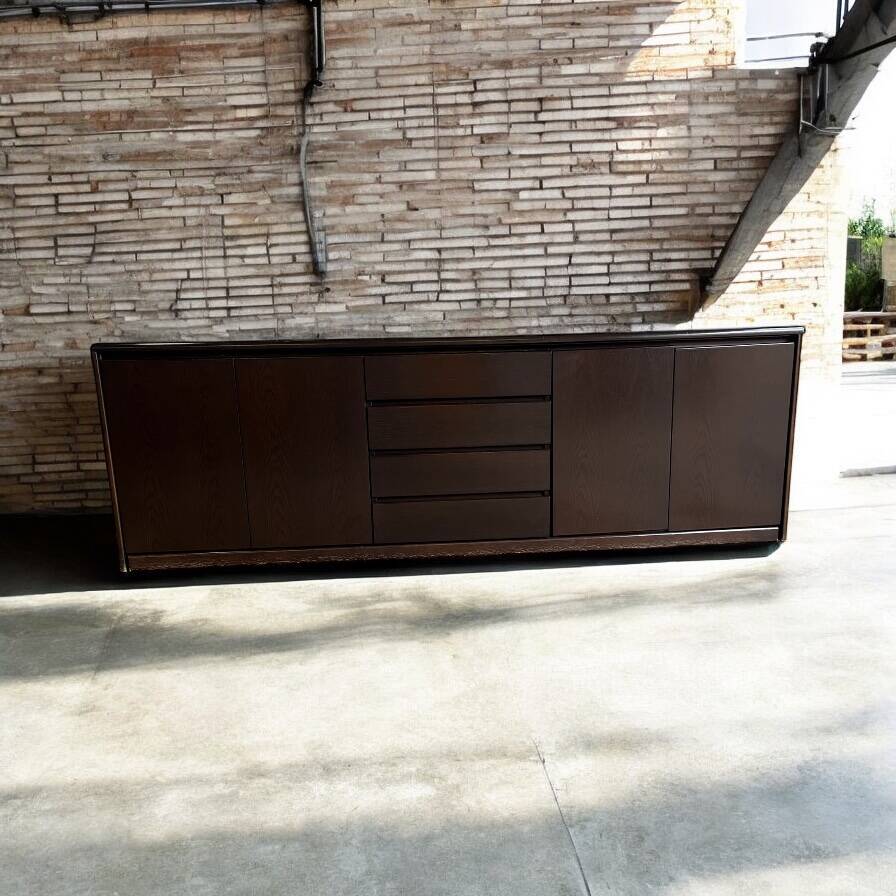Vintage Sideboard | Minimalist Low Cabinet | Dark Wood – Elegant & Timeless
