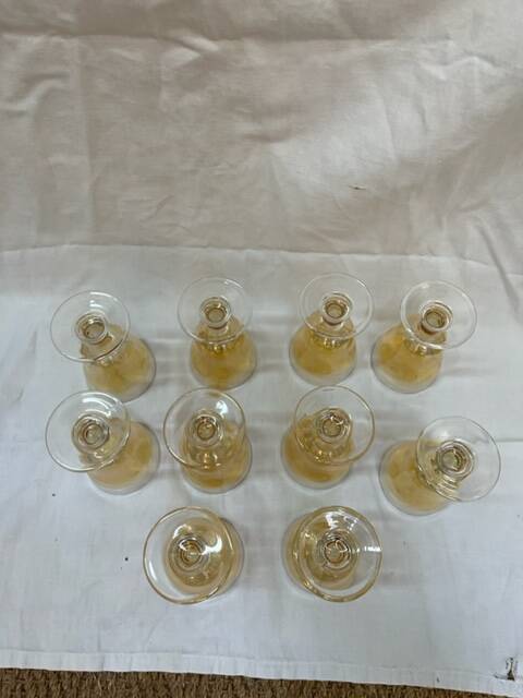 10 amber stemmed glasses 1980