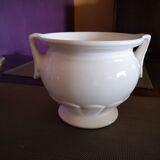 Pot / cover pot in glazed white ceramic - 1950s