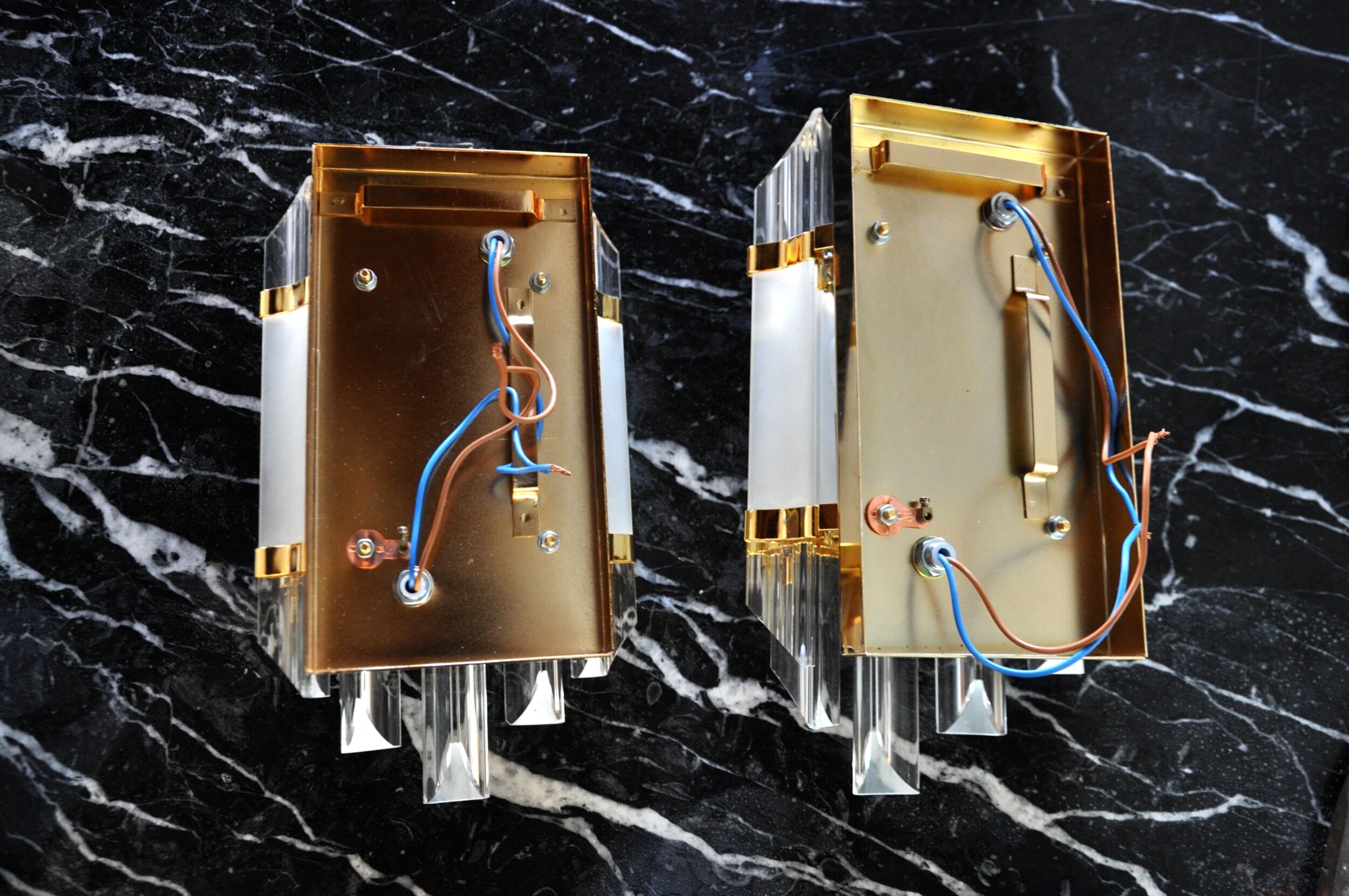 Pair of wall lamps Venini glass from Murano Italy 1970