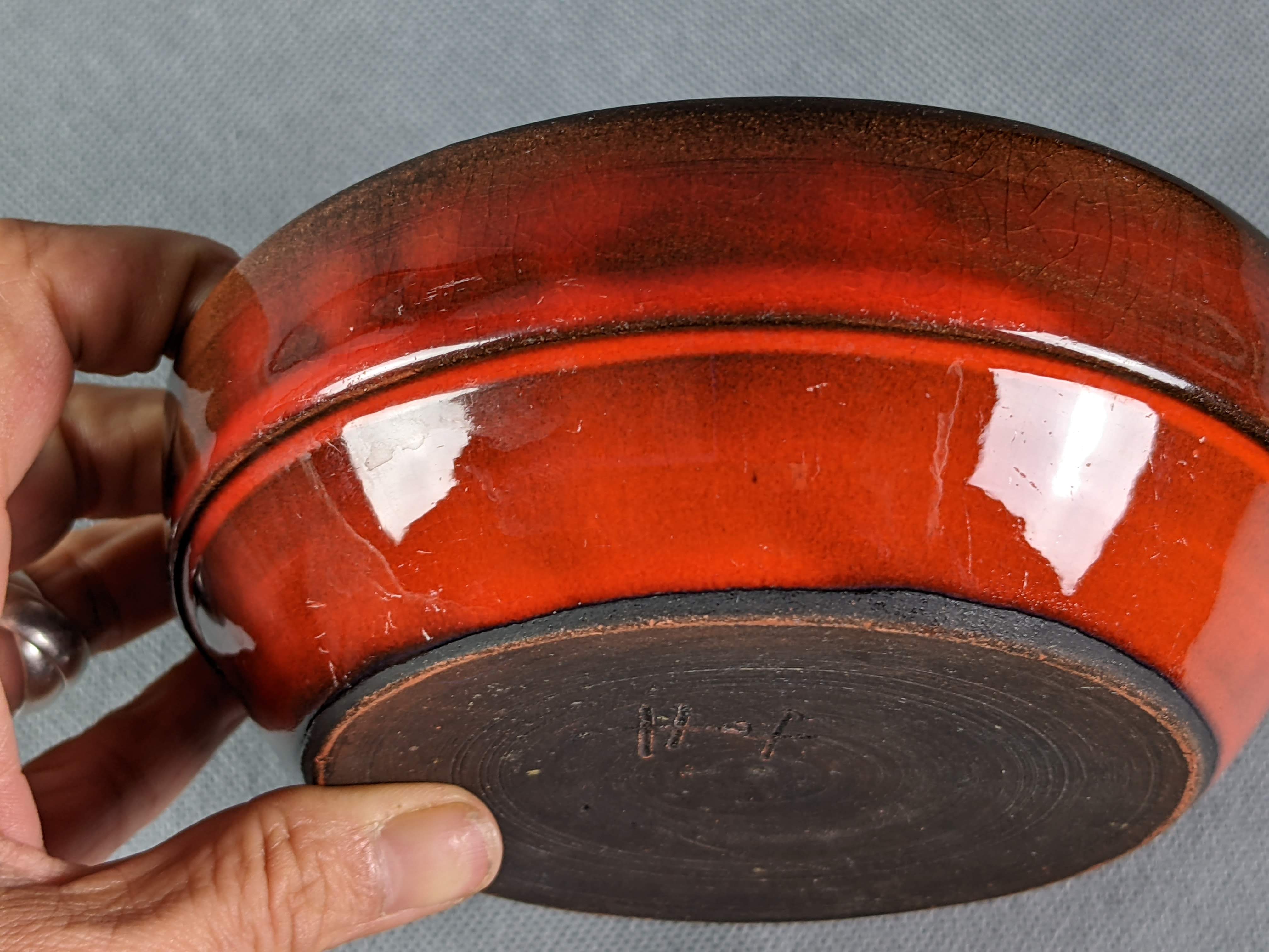 Gérard Hofmann Vallauris, manganese red cup, signed, 50s