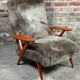 Vintage Scandinavian armchair 50'S in dyed beech and plush fabrics