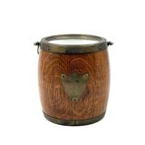 Mid-century brown oak ice bucket, Italy 1950s