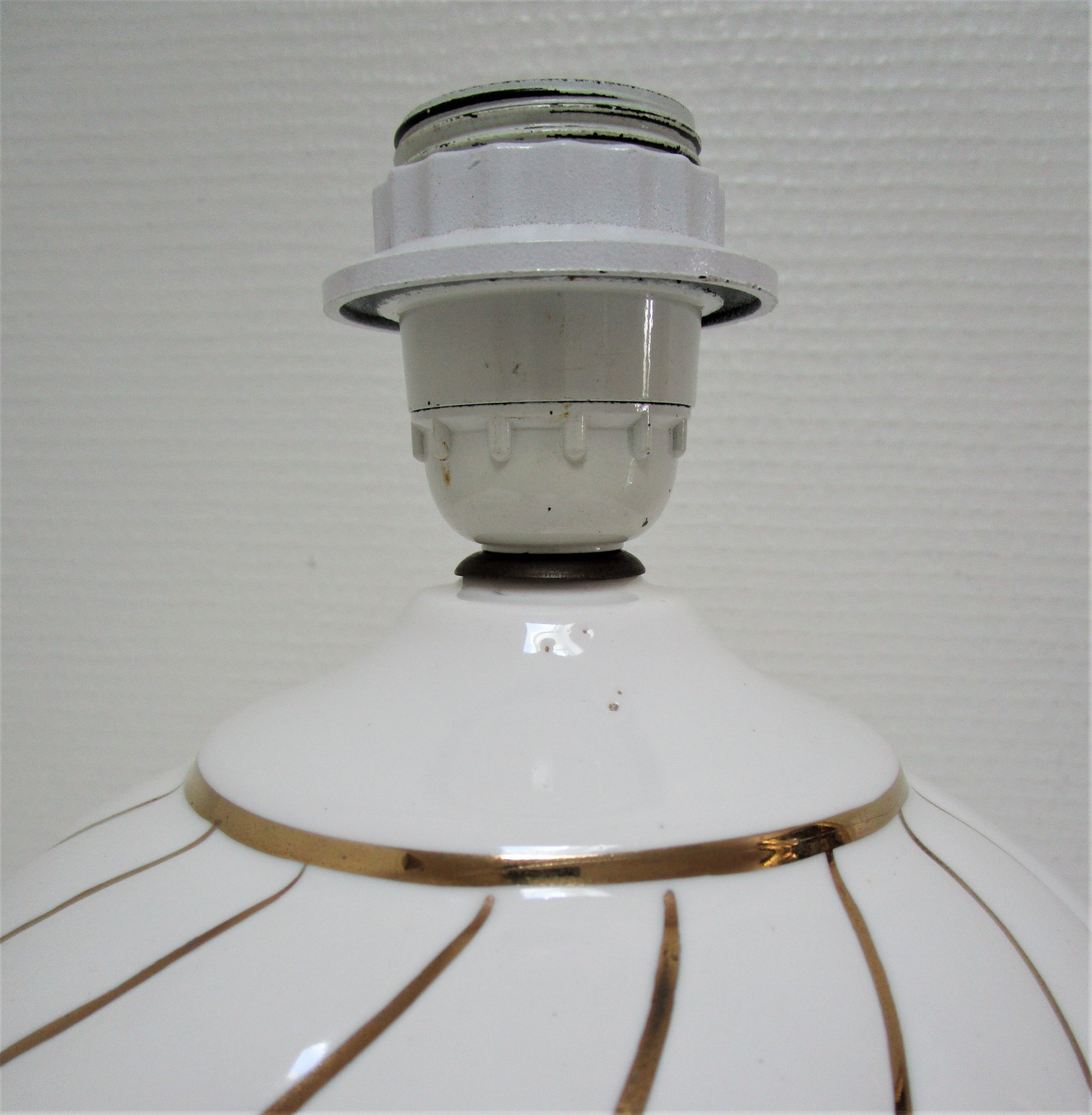 Ceramic lamp white and gold Italian design 70s / 80s