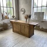 Two-sided central island counter in pine 220cm