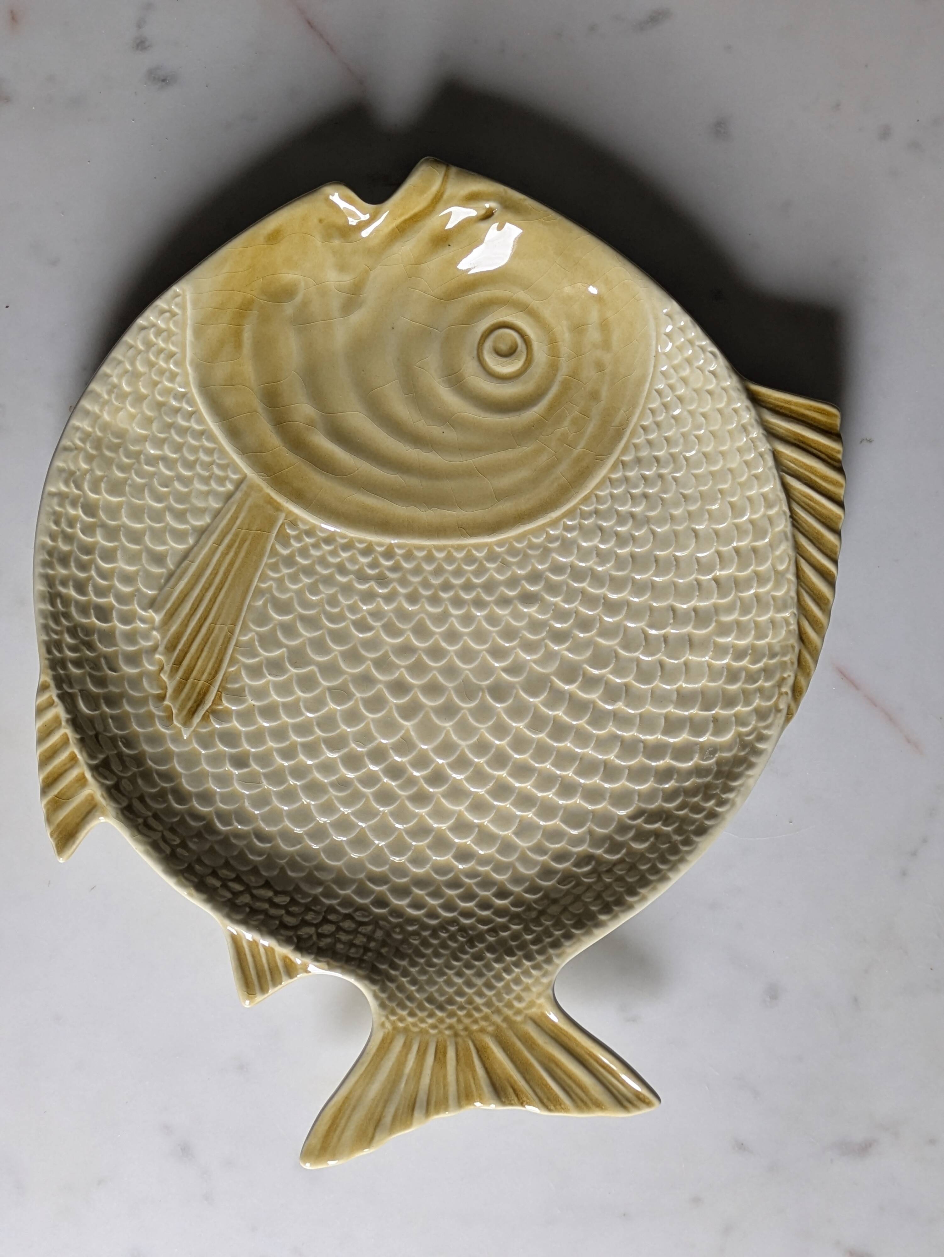 Plate barbotine fish attributed to Vallauris