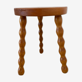 Massive wood tripod stool, ball feet
