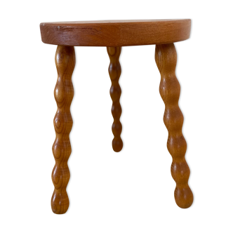 Massive wood tripod stool, ball feet