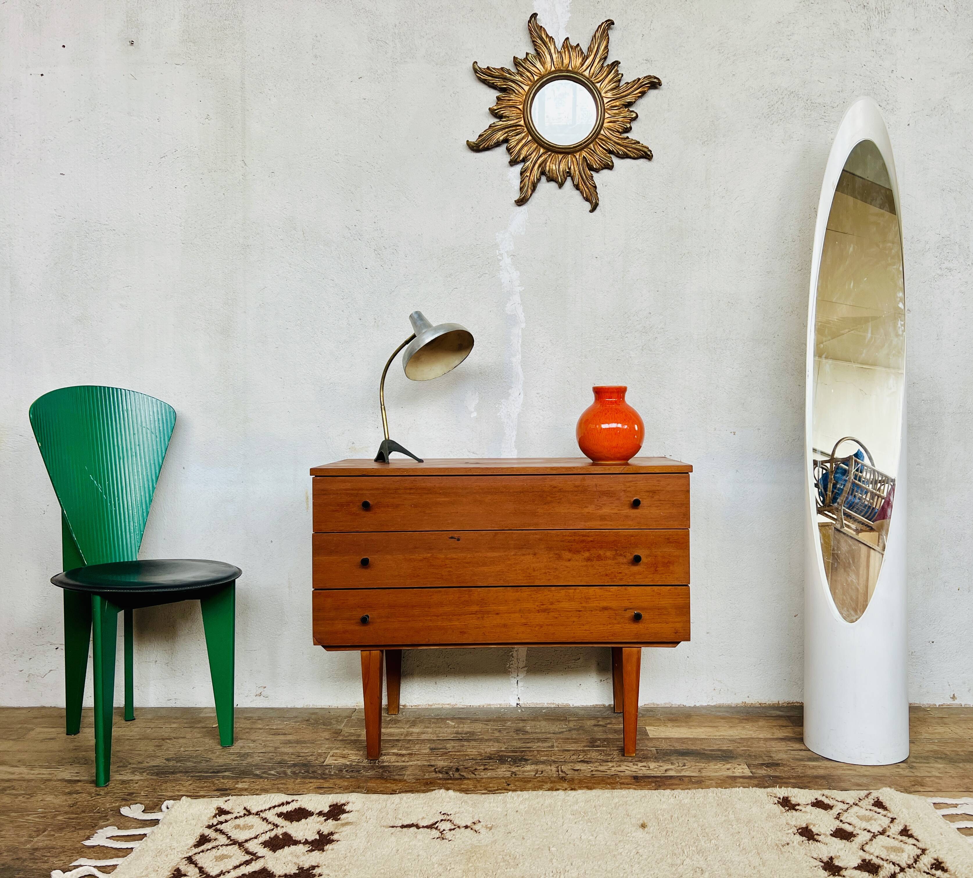 Commode vintage en teck – 3 tiroirs – design épuré & moderne
