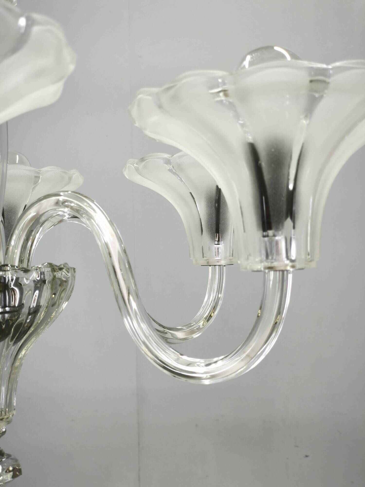 Art Deco Six-Arm Glass Chandelier, Czechoslovakia, 1930s