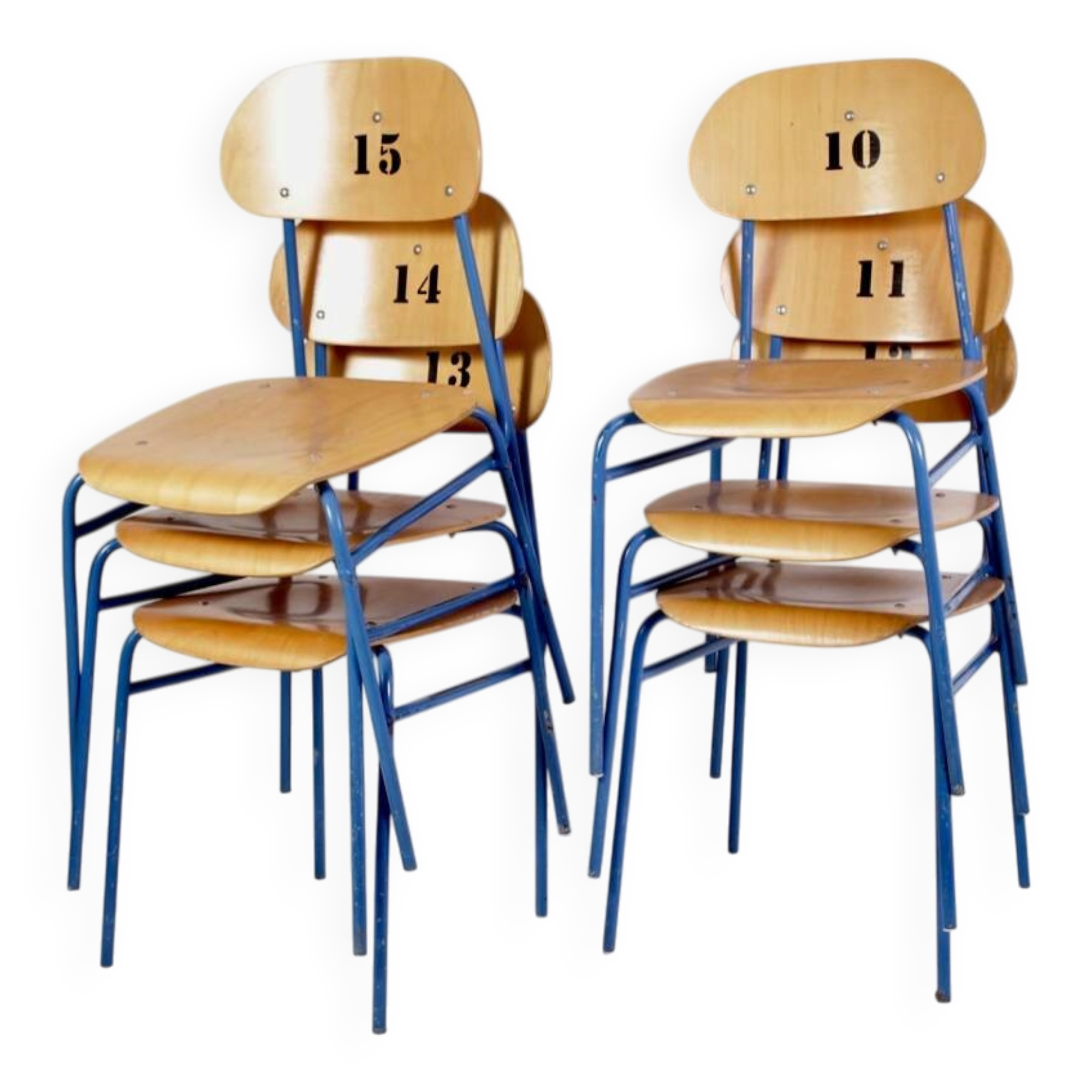 Vintage School Chairs, Set of 6