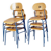 Vintage School Chairs, Set of 6