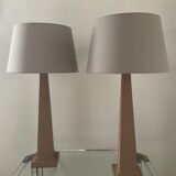 Pair of vintage terracota ceramic column lamps