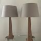 Pair of vintage terracota ceramic column lamps