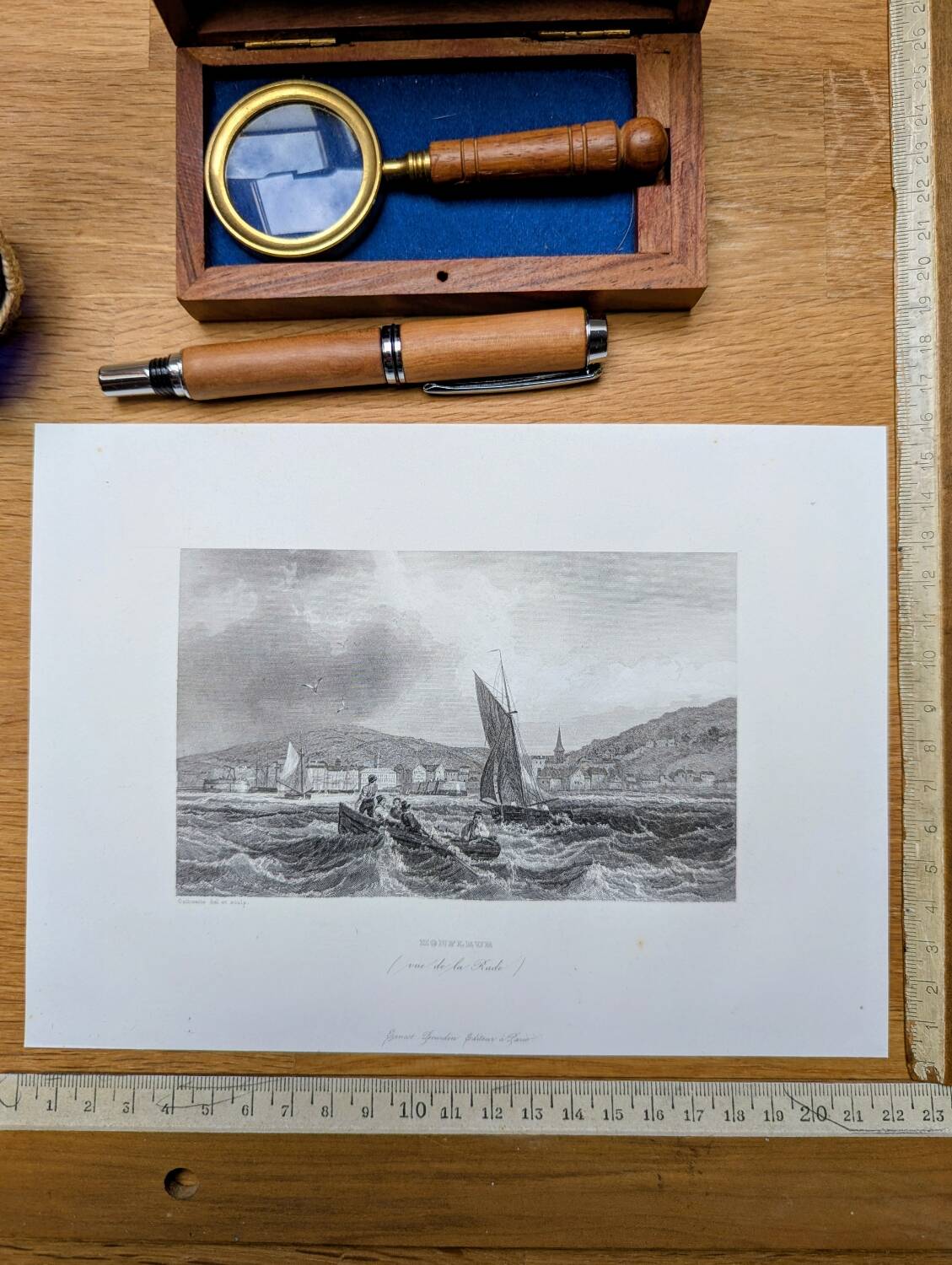 Printed in 1844, Honfleur, Normandy. Engraving.