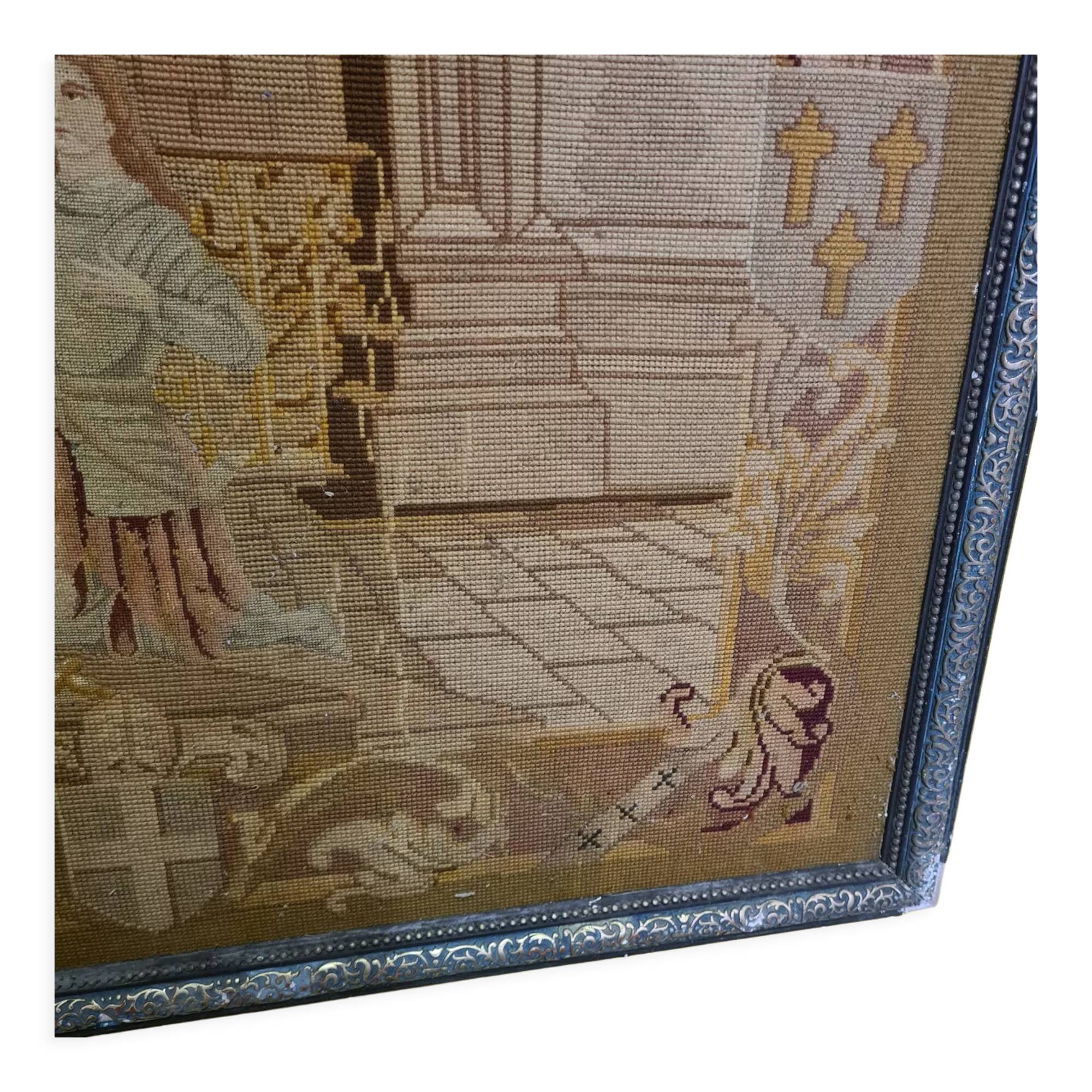 Antique french tapestry joan of arc, early 19th century