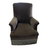 Fauteuil crapaud en velours marron