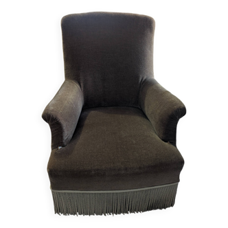 Brown velvet toad chair