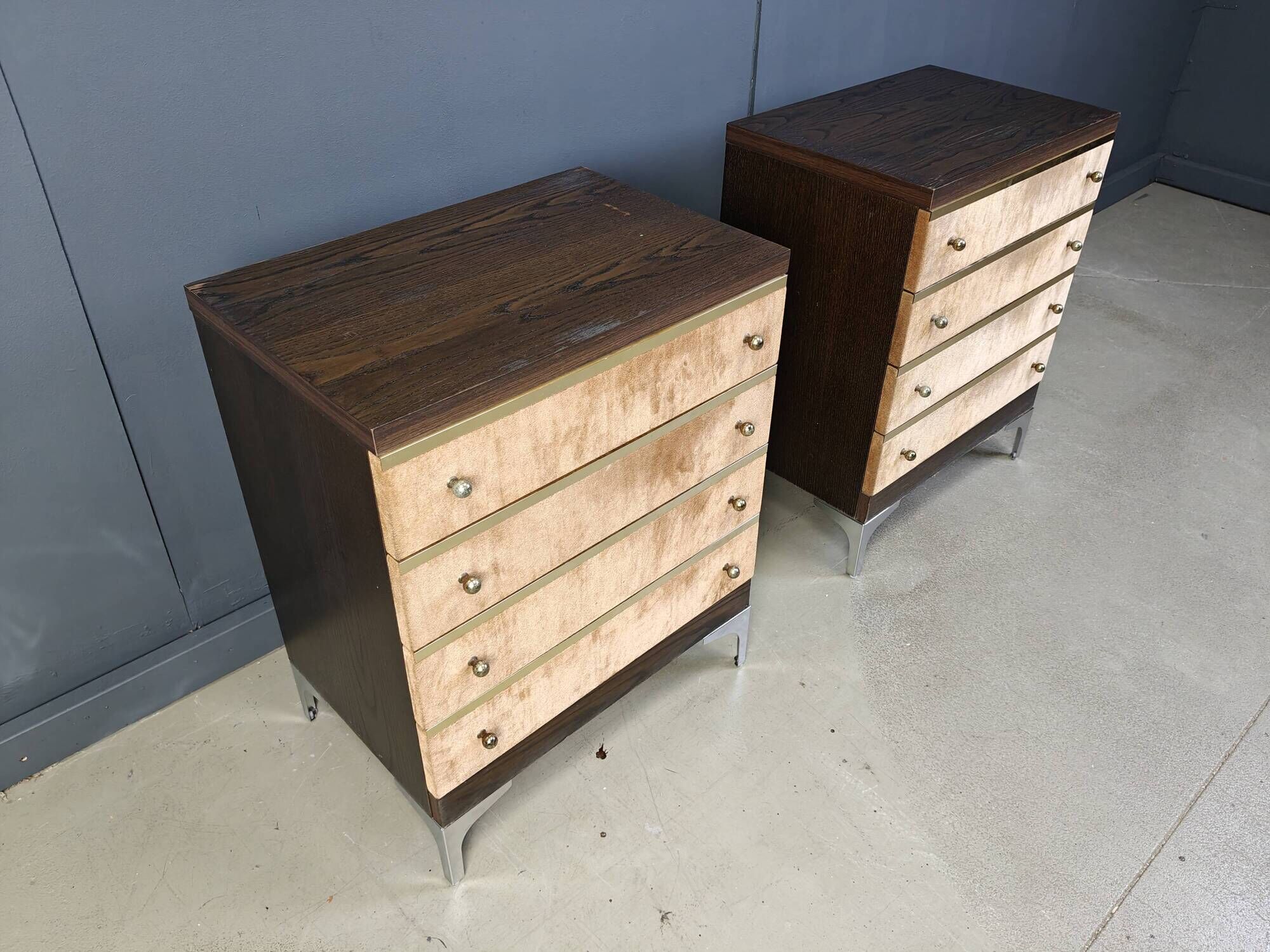 Pair of vintage italian chest of drawers, 1970s