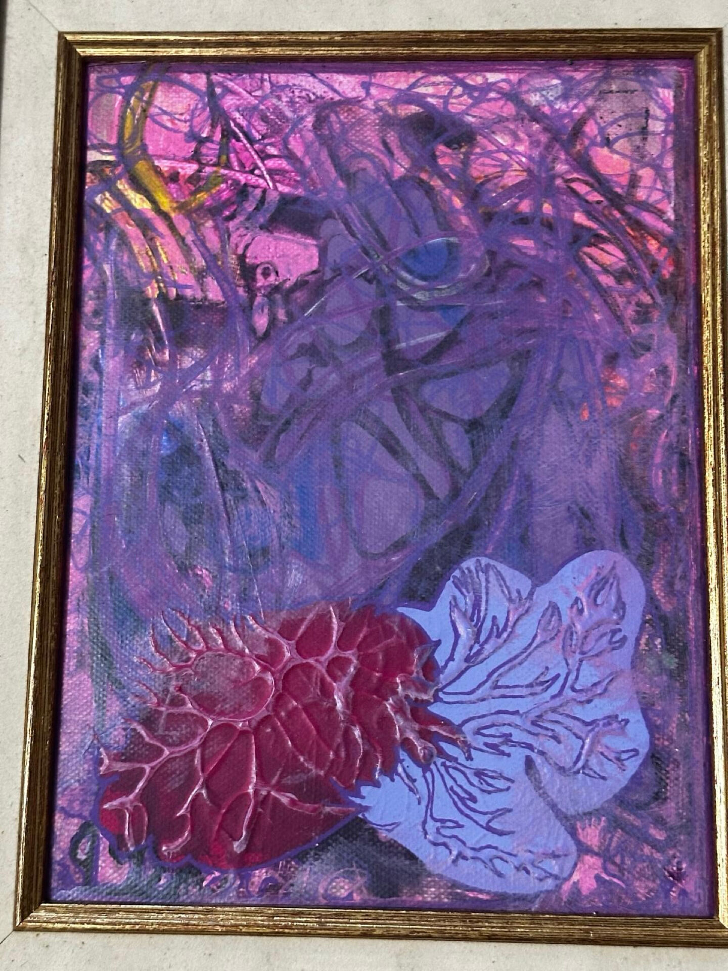 Abstract painting signed Bernard Ledain (1944-2024), mixed media on