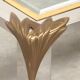 Vintage coffee table in chrome and brass adorned with sculpted leaf details, 1970s