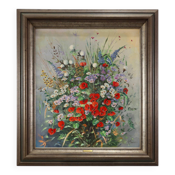 20th Century Baroque Still Life with Flowers by Roger Remmerie, Belgium