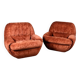 Pair of squirrel velvet armchairs, France, 1970s