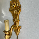 Pair of vintage gilded wood electric wall sconces