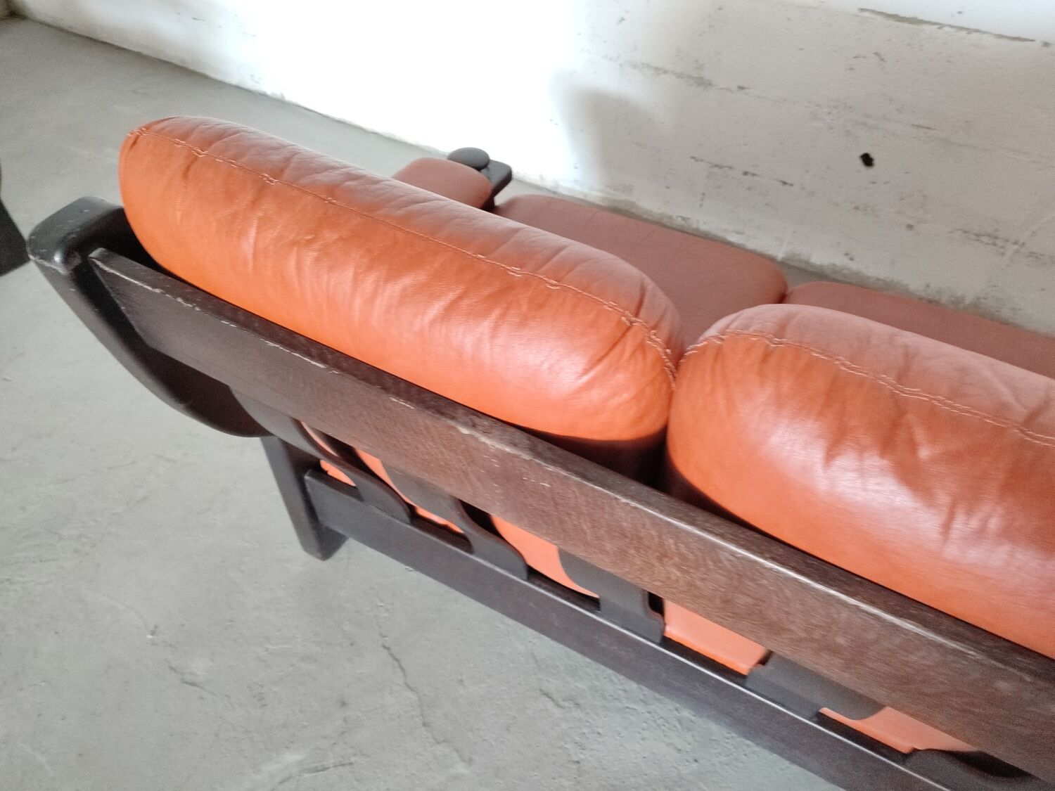 Brazilian brutalist leather sofa