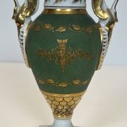 Pair of Empire Style Porcelain Vases, Decorated with Swans and Bundles