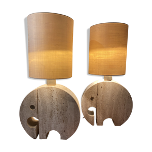 Paire de lampes en travertin Fratelli