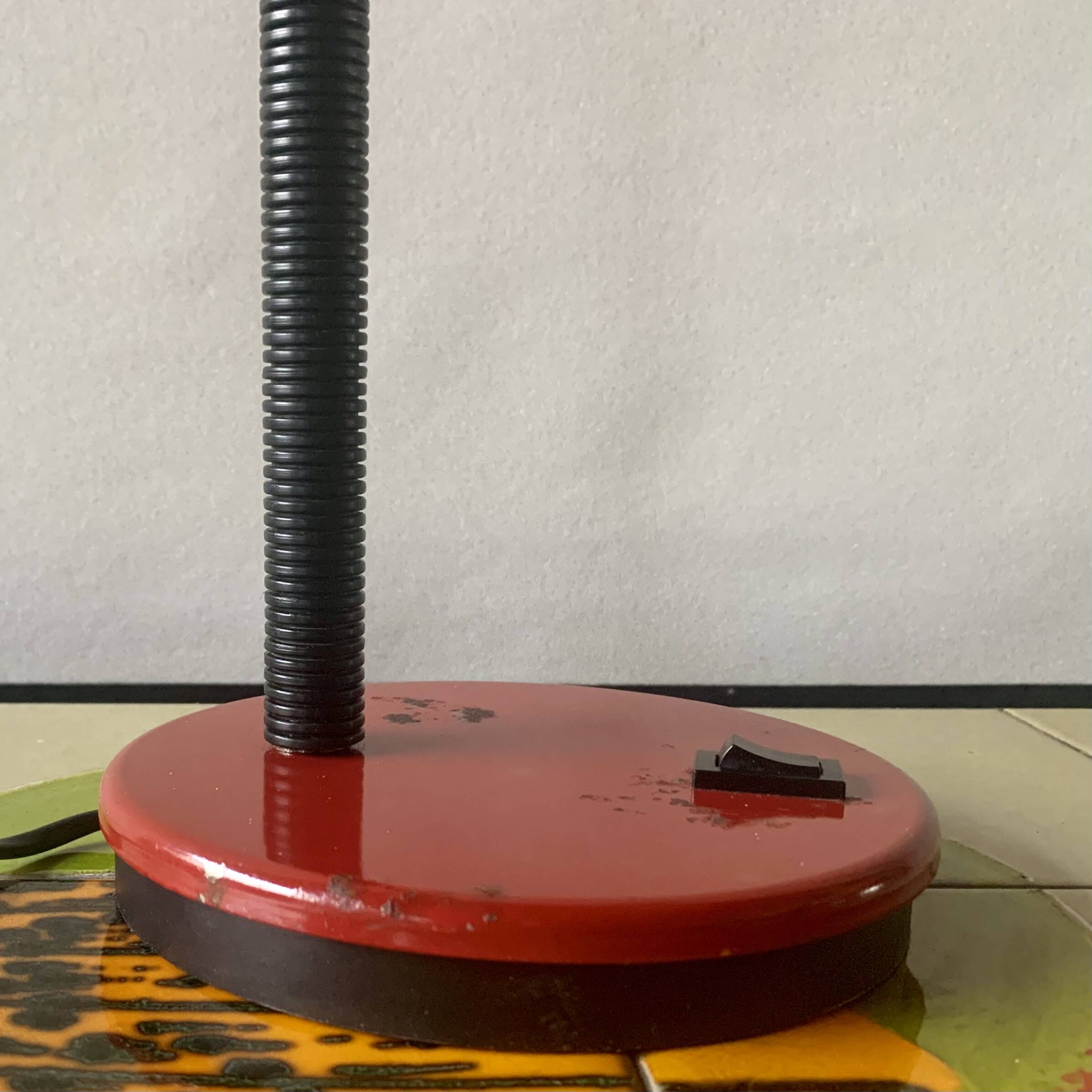 Vintage red and black metal desk lamp