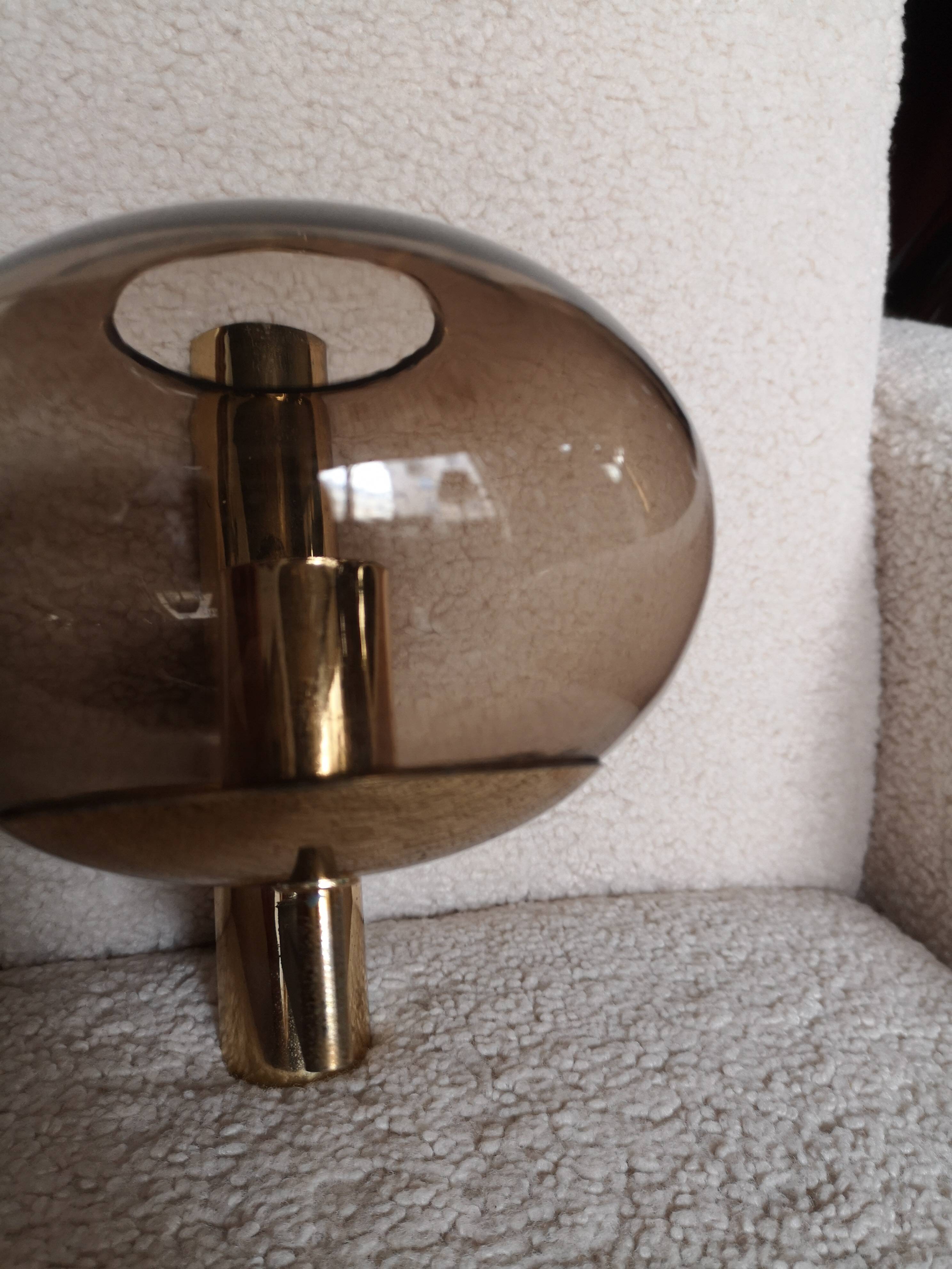 Sciolari smoked glass wall light 1970