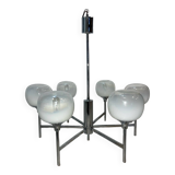 Lustre Space Age 6 arms in chrome and opalised globes in the style of Gaetano Sciolari.