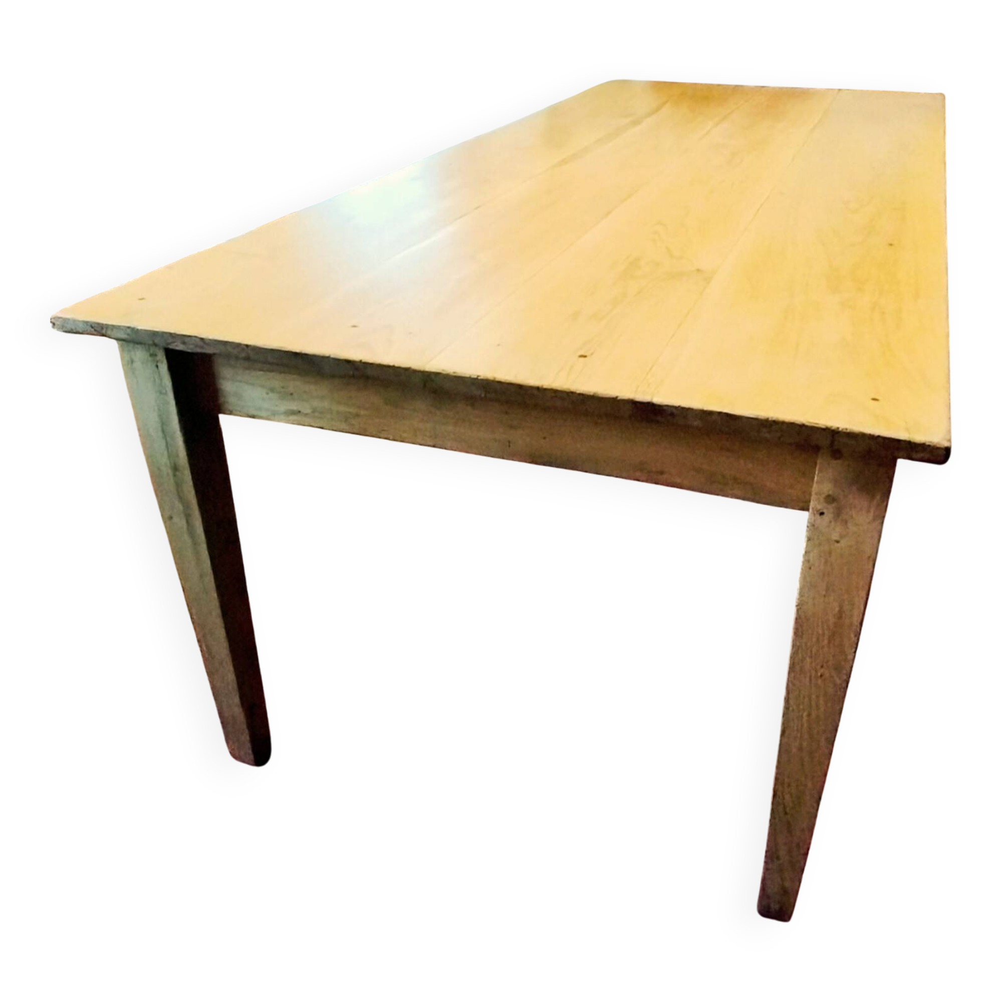 Table de ferme 230 x100 ,chêne clair patiné,