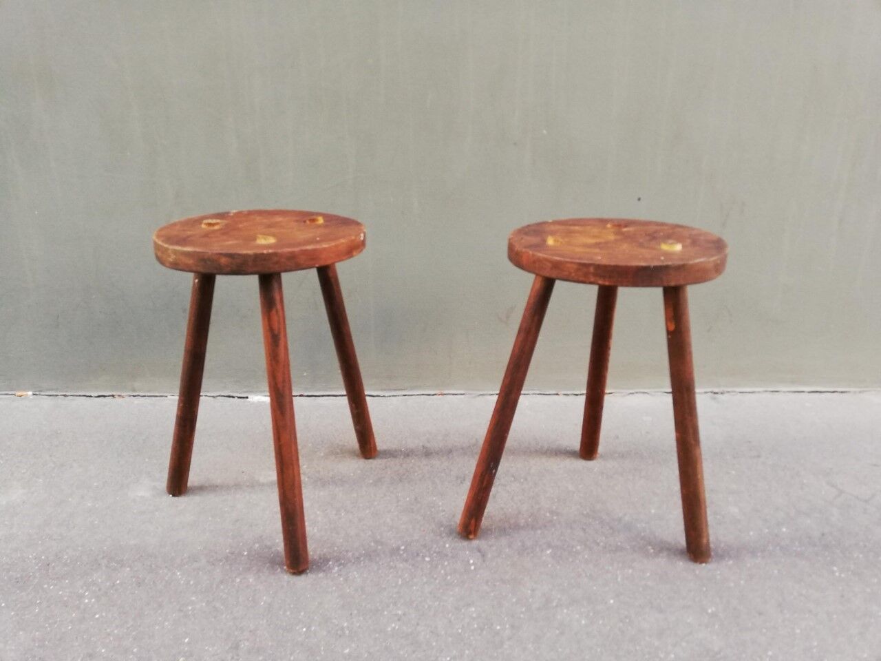 Pair of vintage tripod stools