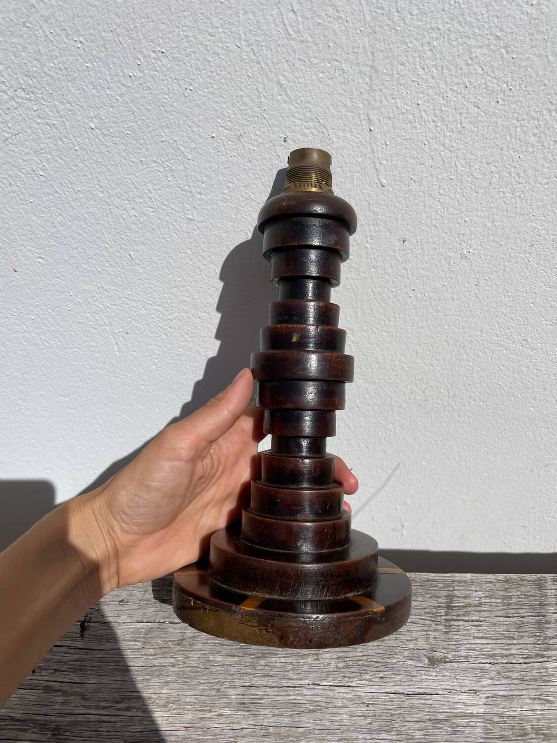 Art Deco Turned Wood Lamp Base